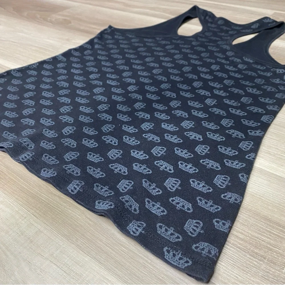 GUESS Y2K Rhinestone Crown Ribbed Tank Top - Picture 8 of 11